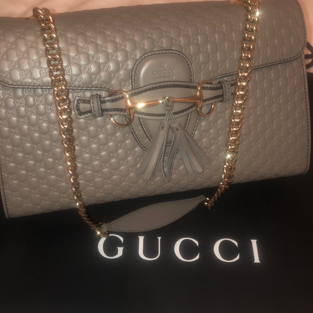 GUCCI Emily medium shoulder purse GRAY
